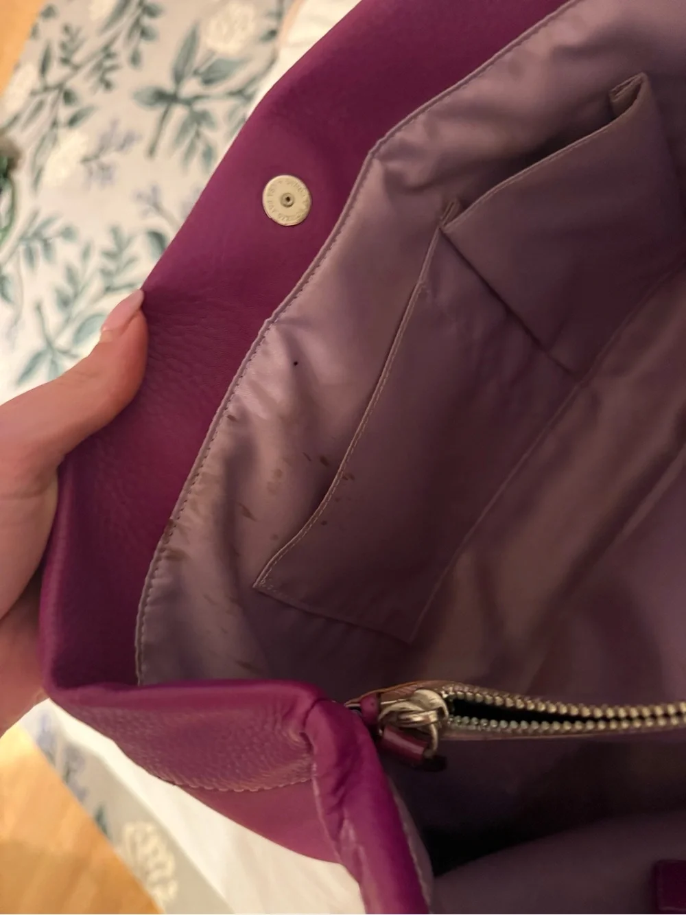 Coach Purple Pebbled Leather Shoulder Bag
